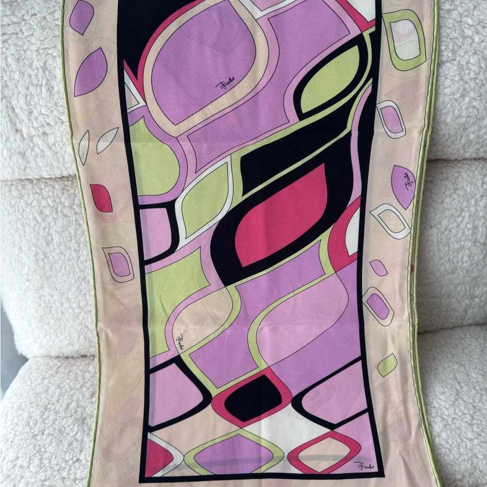 Emilio Pucci Pink and Green Silk Scarf